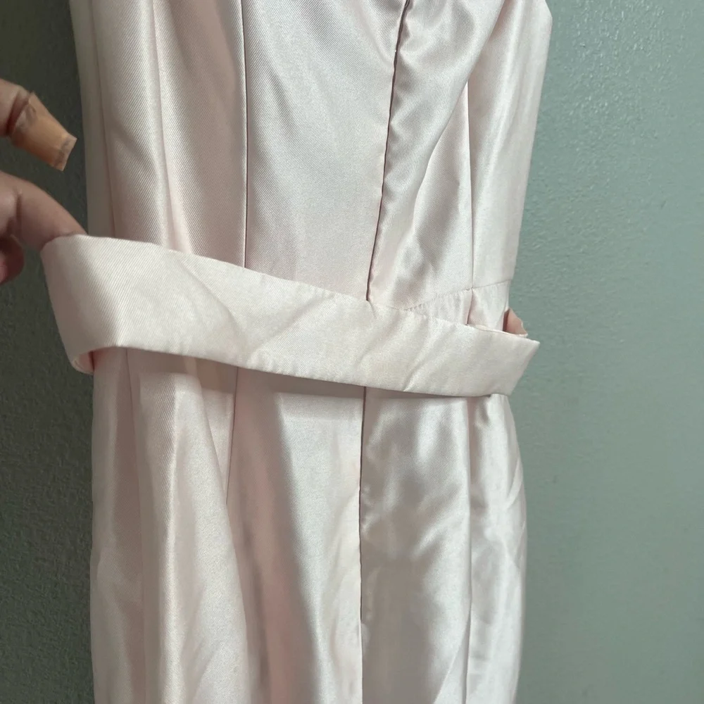 Alfred Sung D760 Off-The-Shoulder Satin Gown in Blush with Slit Size 0 NEW - Picture 12 of 14